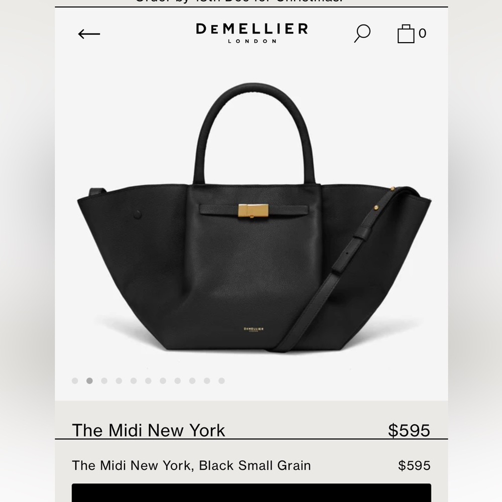 DeMellier The Midi New York Black Small Grain Leather Handbag